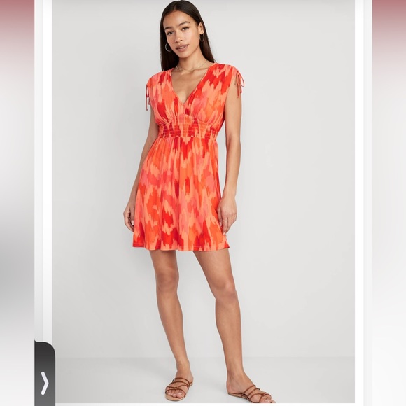 Old Navy | Dresses | Waistdefined Sleeveless Tieshoulder Smocked Mesh ...